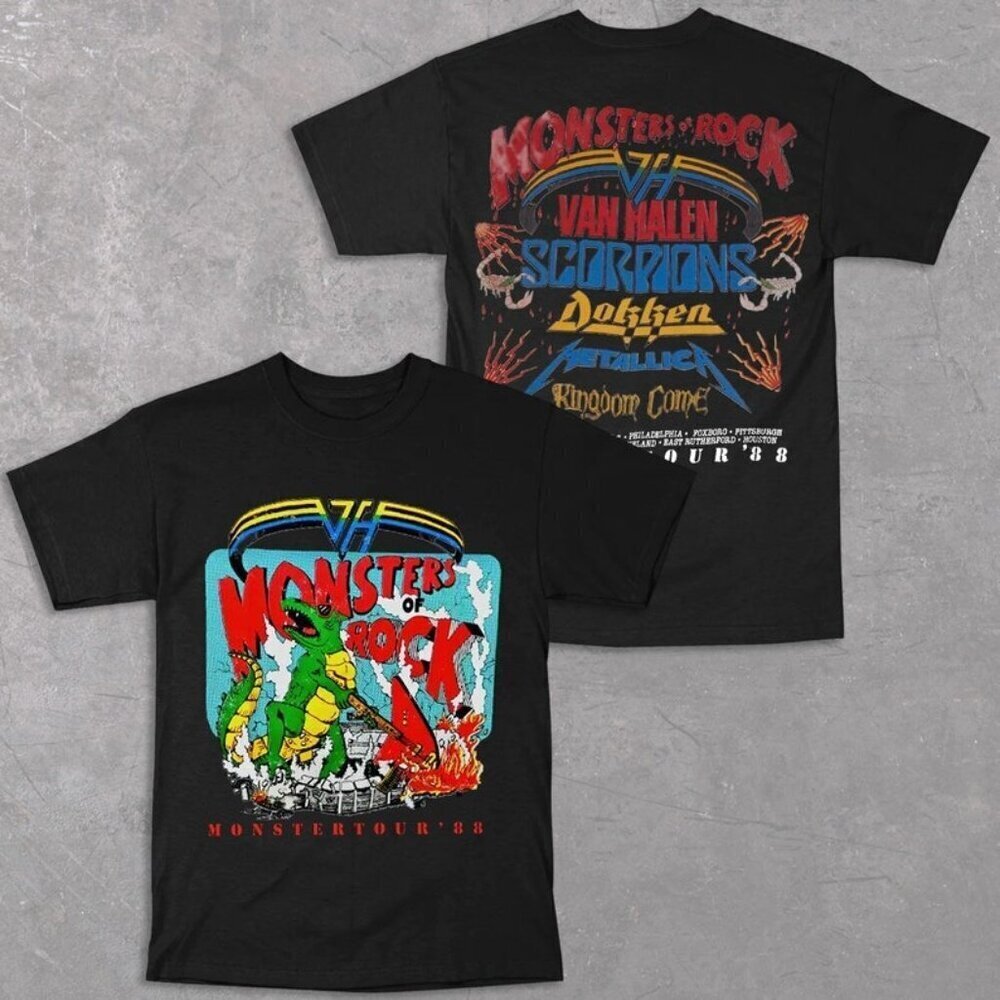 Monsters Of Rock 80s Festival Tour Heavy Metal Fan 2 Sided T-Shirt